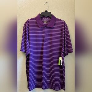 Izod Men's Polo Shirt in Purple and White Stripes